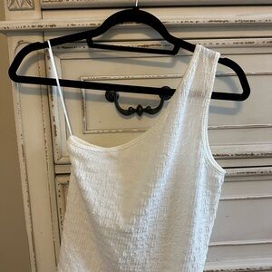 O'Neill White Textured One Shoulder Tank Top